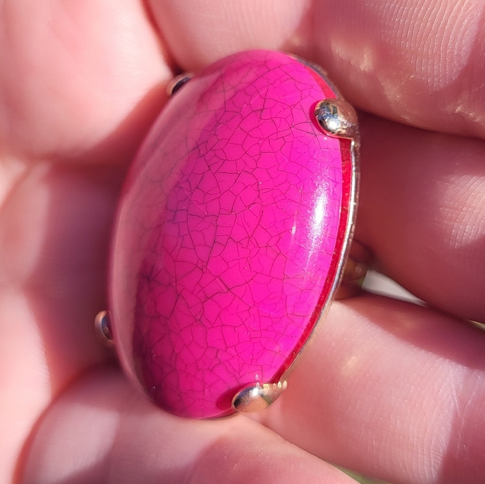 Pink Agate Oval Stone Ring